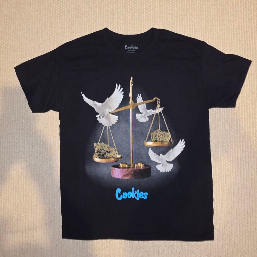 Men's Cookies Black Graphic Short Sleeve Tee L